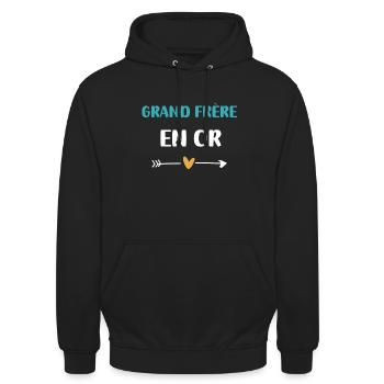 grand frère en or coeur - Sweat-shirt à capuche unisexe - noir - Devant - Alina (178cm) & Michal (187cm)