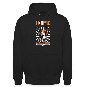 Zuhause - Estnische Bracke - Unisex Hoodie - Schwarz - Vorne - Alina (178cm) & Michal (187cm)
