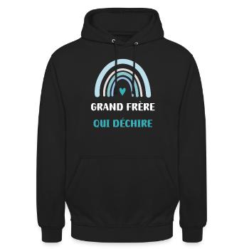 grand frère qui déchire arc-en-ciel - Sweat-shirt à capuche unisexe - noir - Devant - Alina (178cm) & Michal (187cm)