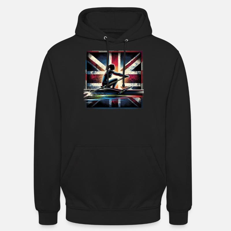 Rameur avec drapeau britannique - Sweat-shirt à capuche unisexe - noir
