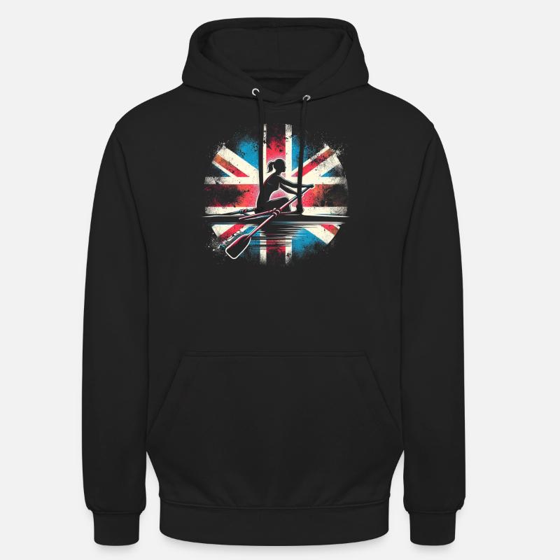 Rameur avec drapeau britannique - Sweat-shirt à capuche unisexe - noir
