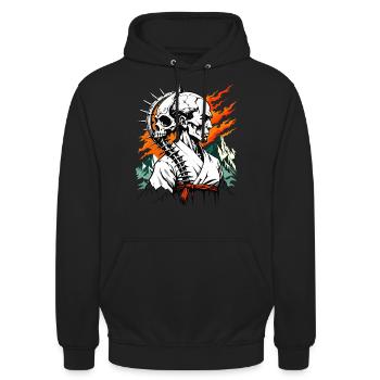 Karate Master Skull // Karate Skull FS0025 - Unisex Hoodie - black - Front - Alina (178cm) & Michal (187cm)
