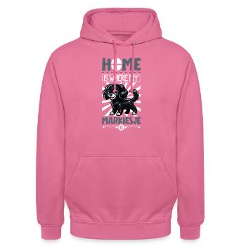 Page d’accueil - Markiesje - Sweat-shirt à capuche unisexe - rose - Devant - Alina (178cm) & Michal (187cm)