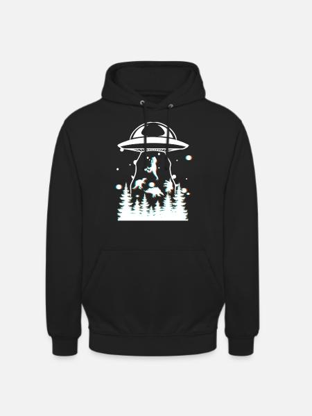Alien Dinosaur UFO Abduction - Unisex Hoodie - black