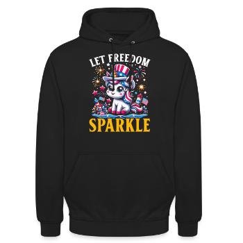 4. Juli Einhorn Patriotisch 4. Juli Usa Stolz - Unisex Hoodie - Schwarz - Vorne - Alina (178cm) & Michal (187cm)