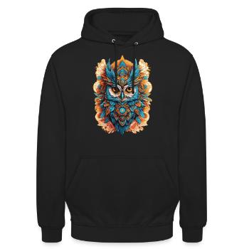Eule Spirituelles Mandala Tier Traumfänger Design - Unisex Hoodie - Schwarz - Vorne - Alina (178cm) & Michal (187cm)