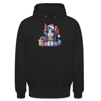 Licorne Noël Kawaii - Sweat-shirt à capuche unisexe - noir - Devant - Alina (178cm) & Michal (187cm)