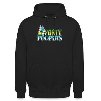 Perruche Party Poopers oiseau ornemental Perruche amateur - Sweat-shirt à capuche unisexe - noir - Devant - Alina (178cm) & Michal (187cm)
