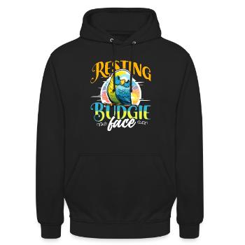 Perruche au repos Perruche visage Perruche Bird Lover - Sweat-shirt à capuche unisexe - noir - Devant - Alina (178cm) & Michal (187cm)