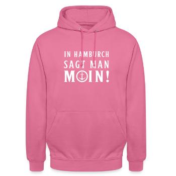 Hamburg Tshirt Geschenk Moin Hamburch Fußball - Unisex Hoodie - Pink - Vorne - Alina (178cm) & Michal (187cm)