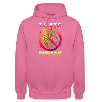 Durian Hater Skunk Je déteste Duran - Sweat-shirt à capuche unisexe - rose - Devant - Alina (178cm) & Michal (187cm)