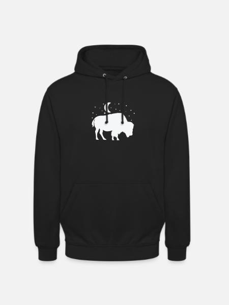 Bison in the moonlight - Unisex Hoodie - black