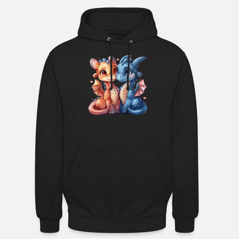 In Love Dragons Saint-Valentin Mignon - Sweat-shirt à capuche unisexe - noir
