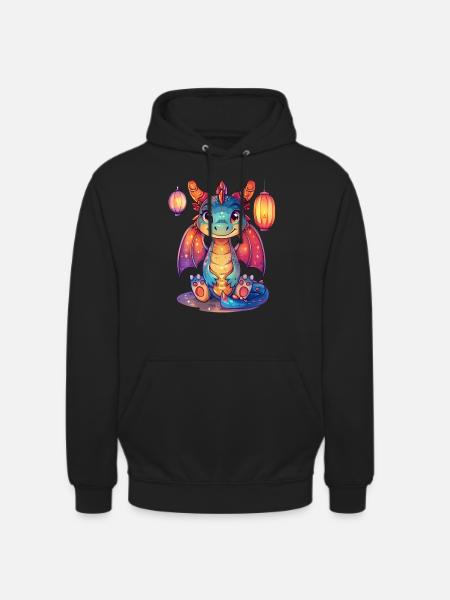 Dragon Lantern Festival Japanese Kawaii - Unisex Hoodie - black