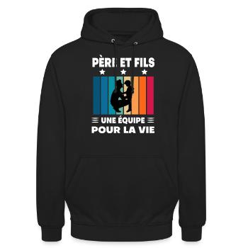 Father and Son Man Vintage Father's Day - Unisex Hoodie - black - Front - Alina (178cm) & Michal (187cm)
