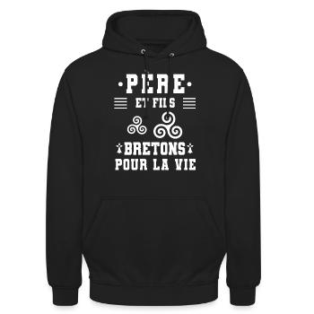 père et fils papa breton bretagne triskel - Sweat-shirt à capuche unisexe - noir - Devant - Alina (178cm) & Michal (187cm)