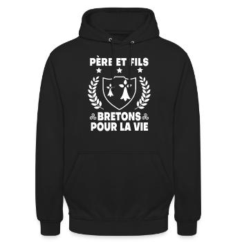 père et fils bretagne papa triskel breton - Sweat-shirt à capuche unisexe - noir - Devant - Alina (178cm) & Michal (187cm)