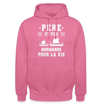Father and son Norman Normandy - Unisex Hoodie - pink - Front - Alina (178cm) & Michal (187cm)