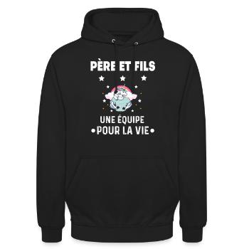 Unicorn father and son team for life duo man - Unisex Hoodie - black - Front - Alina (178cm) & Michal (187cm)