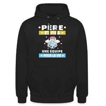 Father and Son Unicorn Duo Man Team for Life - Unisex Hoodie - black - Front - Alina (178cm) & Michal (187cm)