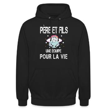 Father and Son Unicorn Gift Dad - Unisex Hoodie - black - Front - Alina (178cm) & Michal (187cm)