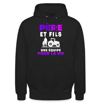 father son farmer duo man team for life - Unisex Hoodie - black - Front - Alina (178cm) & Michal (187cm)