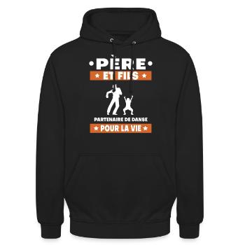 Vater und Sohn tanzen Duett Mann Partner Papa - Unisex Hoodie - Schwarz - Vorne - Alina (178cm) & Michal (187cm)