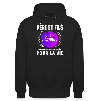 Vater Sohn Tauchen Vintage Retro Sonnenuntergang Taucher - Unisex Hoodie - Schwarz - Vorne - Alina (178cm) & Michal (187cm)