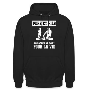 Rugby Father And Son Duo Man Dad Rugby Player - Unisex Hoodie - black - Front - Alina (178cm) & Michal (187cm)