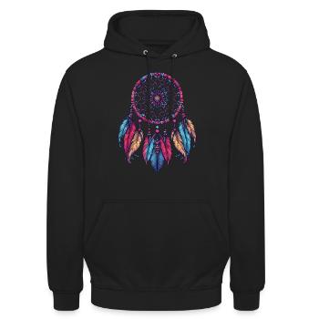 Amerikanische Ureinwohner Indigener Traumfänger - Unisex Hoodie - Schwarz - Vorne - Alina (178cm) & Michal (187cm)