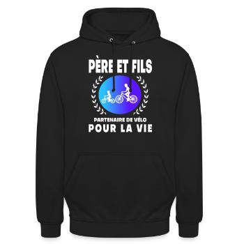Father Son Bike Retro Vintage Man Dad Cyclist - Unisex Hoodie - black - Front - Alina (178cm) & Michal (187cm)