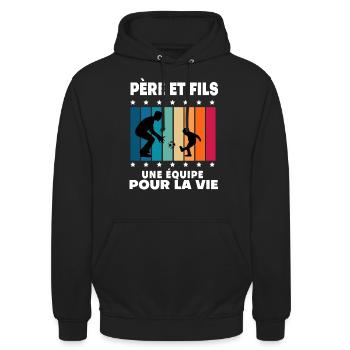Father and Son Football Vintage Man Dad - Unisex Hoodie - black - Front - Alina (178cm) & Michal (187cm)