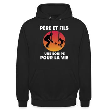 Father and Son Retro Football Vintage Dad - Unisex Hoodie - black - Front - Alina (178cm) & Michal (187cm)
