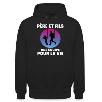 Vater Und Sohn Laufen Retro Vintage Mann Vater - Unisex Hoodie - Schwarz - Vorne - Alina (178cm) & Michal (187cm)