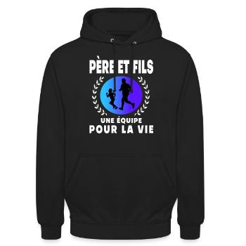 Father Son Running Retro Vintage Man Dad Runner - Unisex Hoodie - black - Front - Alina (178cm) & Michal (187cm)