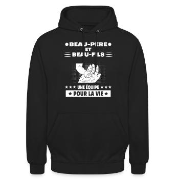 Father-in-law and stepson hand father dad - Unisex Hoodie - black - Front - Alina (178cm) & Michal (187cm)
