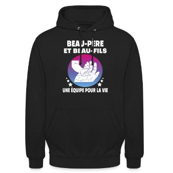 Father-in-law and son-in-law Father's Day stepdad - Unisex Hoodie - black - Front - Alina (178cm) & Michal (187cm)
