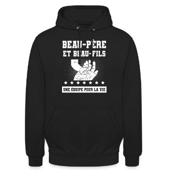 Stepfather and stepson Stepdad Hand - Unisex Hoodie - black - Front - Alina (178cm) & Michal (187cm)