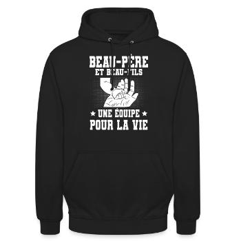 Father-in-law and stepson dad father hand - Unisex Hoodie - black - Front - Alina (178cm) & Michal (187cm)
