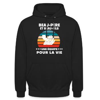 Vintage Father-in-Law and Stepson Handmade Man - Unisex Hoodie - black - Front - Alina (178cm) & Michal (187cm)