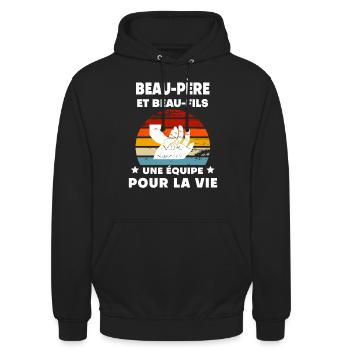 Vintage Stepfather and Stepson Handmade - Unisex Hoodie - black - Front - Alina (178cm) & Michal (187cm)