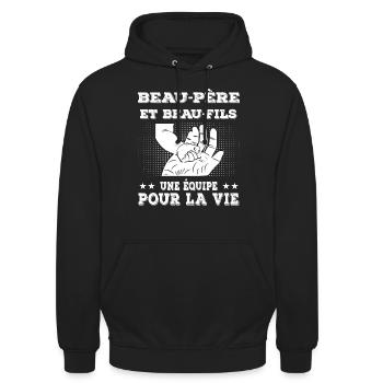 Father-in-law and stepson hand Father-in-law - Unisex Hoodie - black - Front - Alina (178cm) & Michal (187cm)