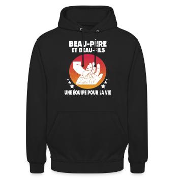Father-in-law and stepson hand dad - Unisex Hoodie - black - Front - Alina (178cm) & Michal (187cm)