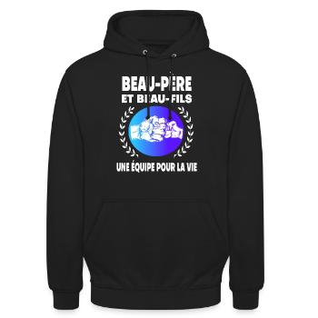 beau-père et beau-fils vintage - Sweat-shirt à capuche unisexe - noir - Devant - Alina (178cm) & Michal (187cm)