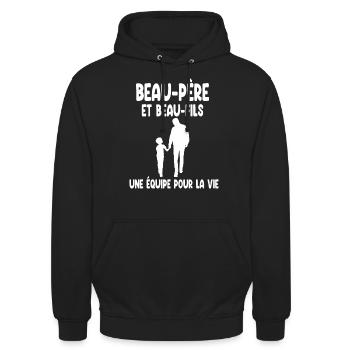 Step-dad Step-father Stepson Man - Unisex Hoodie - black - Front - Alina (178cm) & Michal (187cm)