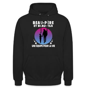 Step-Dad Step-Father-in-Step-Retro Vintage - Unisex Hoodie - black - Front - Alina (178cm) & Michal (187cm)