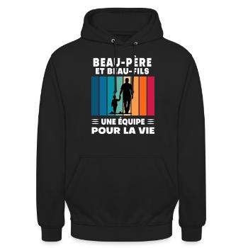 Step-Dad Stepdad Stepson Father's Day - Unisex Hoodie - black - Front - Alina (178cm) & Michal (187cm)