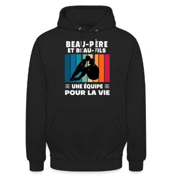 Step-Dad Stepdad Stepson Father's Day - Unisex Hoodie - black - Front - Alina (178cm) & Michal (187cm)