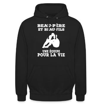 beau-papa beau-père beau-fils - Sweat-shirt à capuche unisexe - noir - Devant - Alina (178cm) & Michal (187cm)