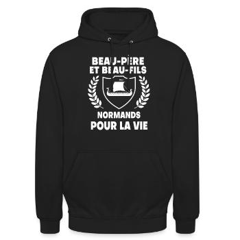 Schwiegervater und Schwiegersohn Normand, Vater, Normandie - Unisex Hoodie - Schwarz - Vorne - Alina (178cm) & Michal (187cm)
